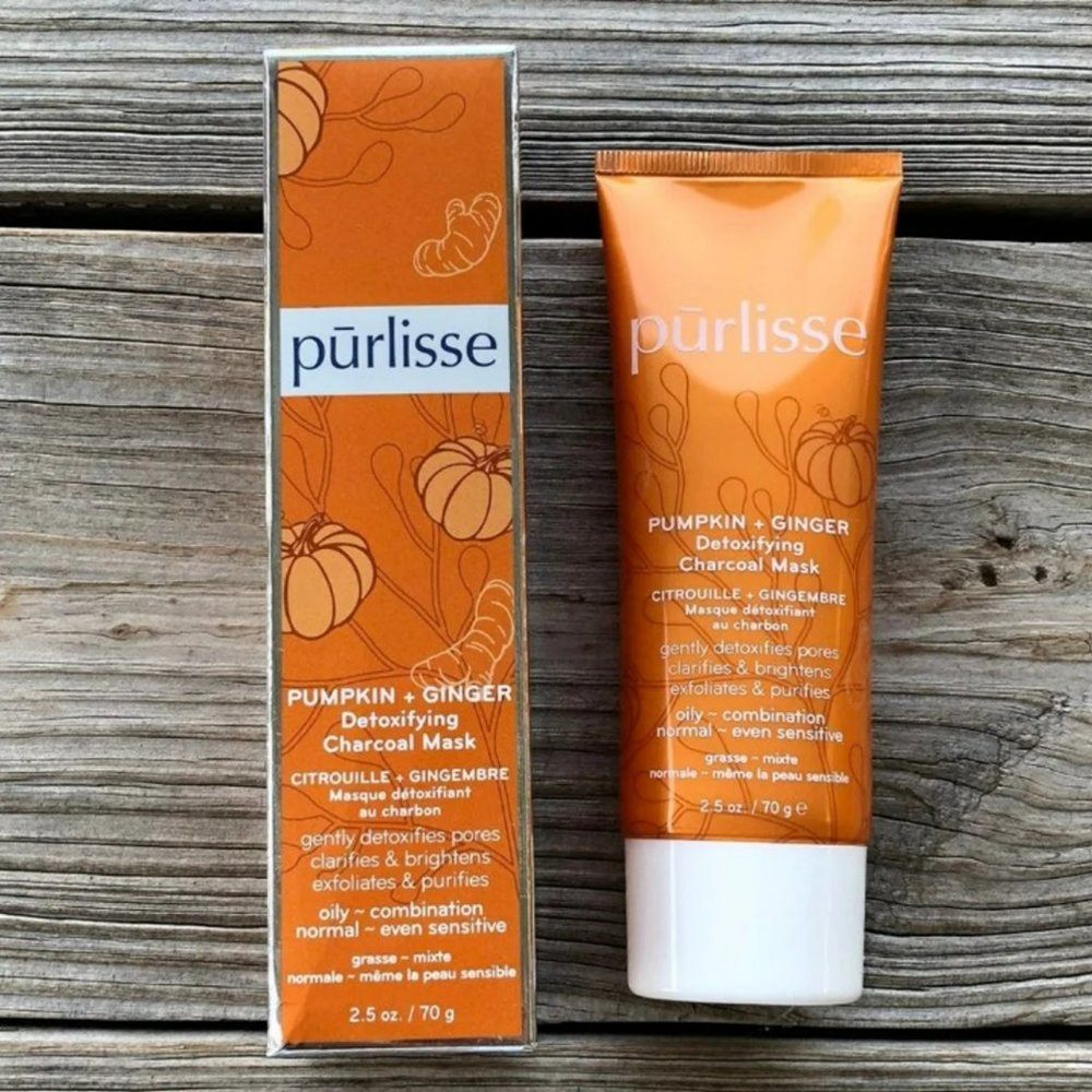 Purlisse Pumpkin & Ginger Detoxifying Charcoal Mask NEW in Box Brightens & Firms